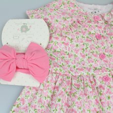 M34303: Baby Girls All Over Print Dress, Pant & Headband Set  (1-2 Years)